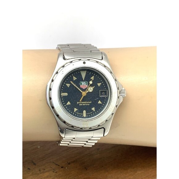 Tag Heuer Watch 972.613R Swiss Quartz Vintage Black Dial Silver Steel 34mm USED - Picture 10 of 14